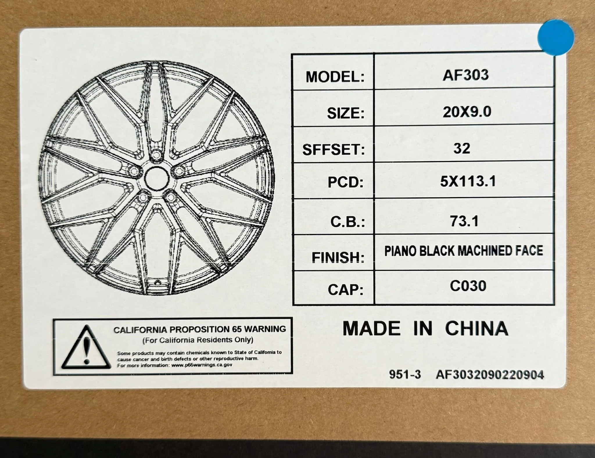 ALFINA AF303 20x9 5x112 / 5x114.3 GLOSS BLACK MACHINED FACE - Image 3