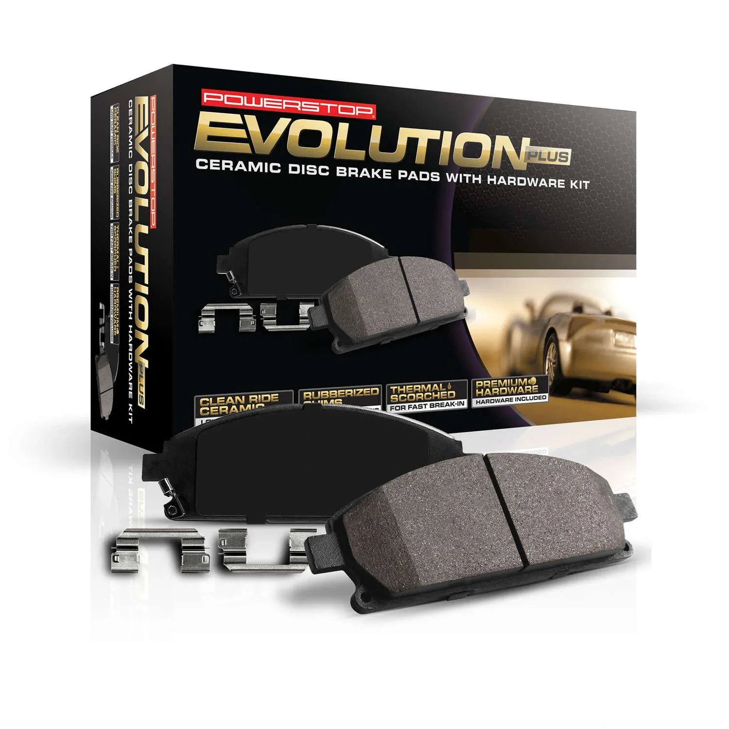 Front Z17 Evolution Ceramic Brake Pads with Hardware 17-1826 - Image 2