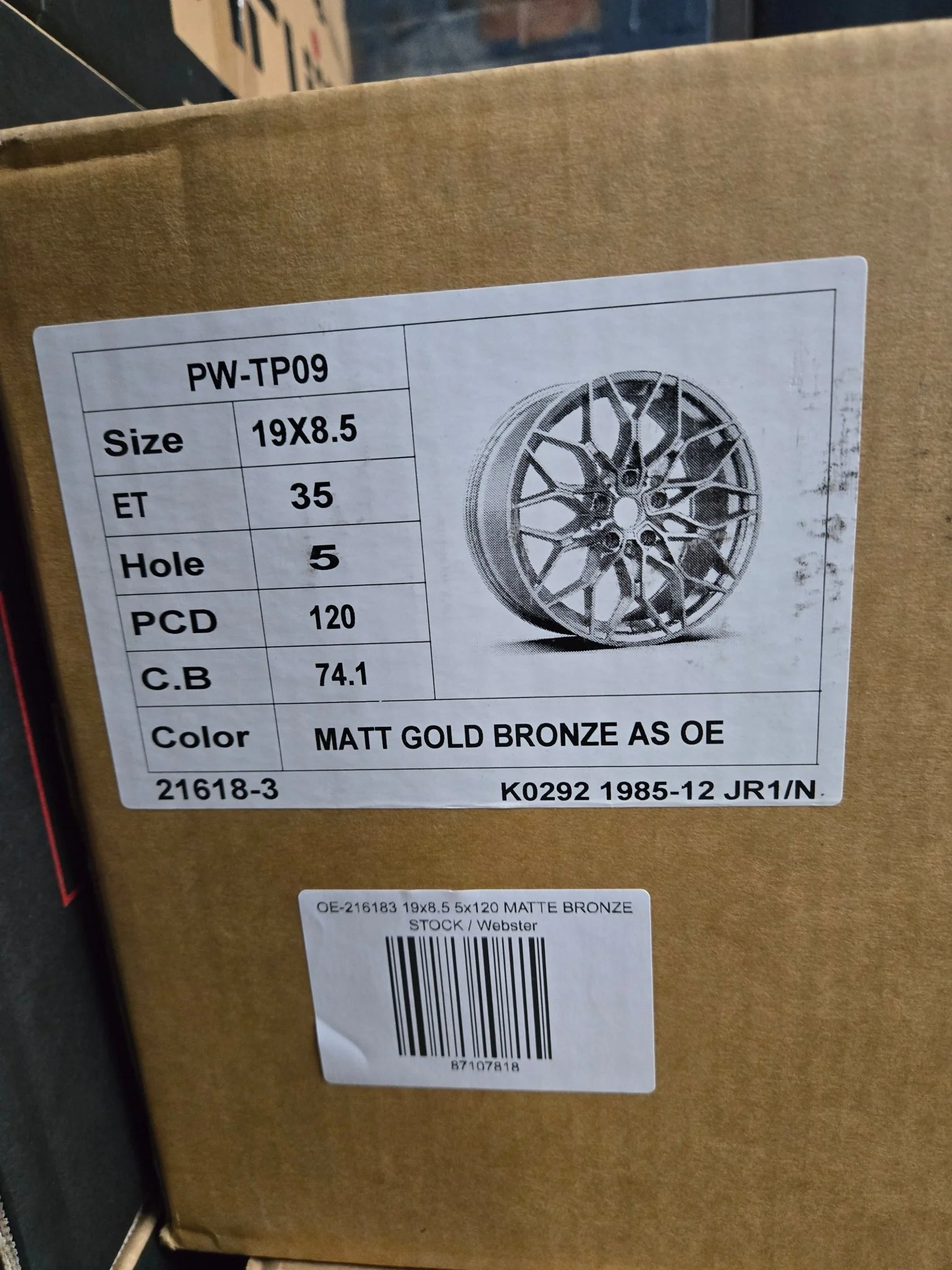 OE-216183 19x8.5 5x120 MATTE BRONZE - Image 2