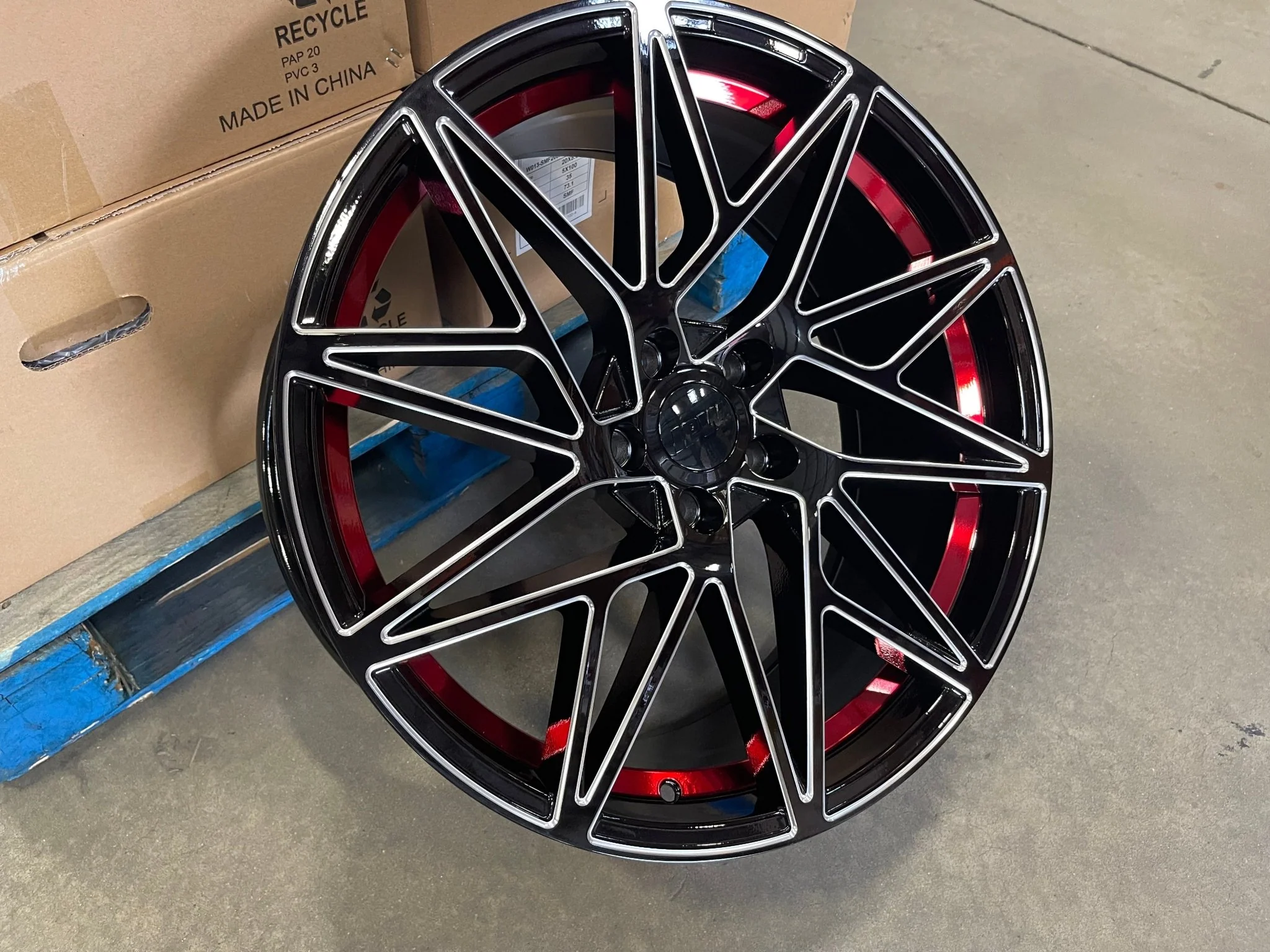 W1505 1632 Black Milled Red Window 20x8.5 ET35 5x114.3 CB73.1 - Image 2