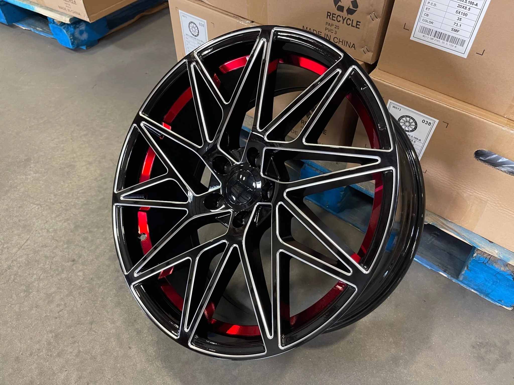 W1505 1632 Black Milled Red Window 20x8.5 ET35 5x114.3 CB73.1 - Image 3