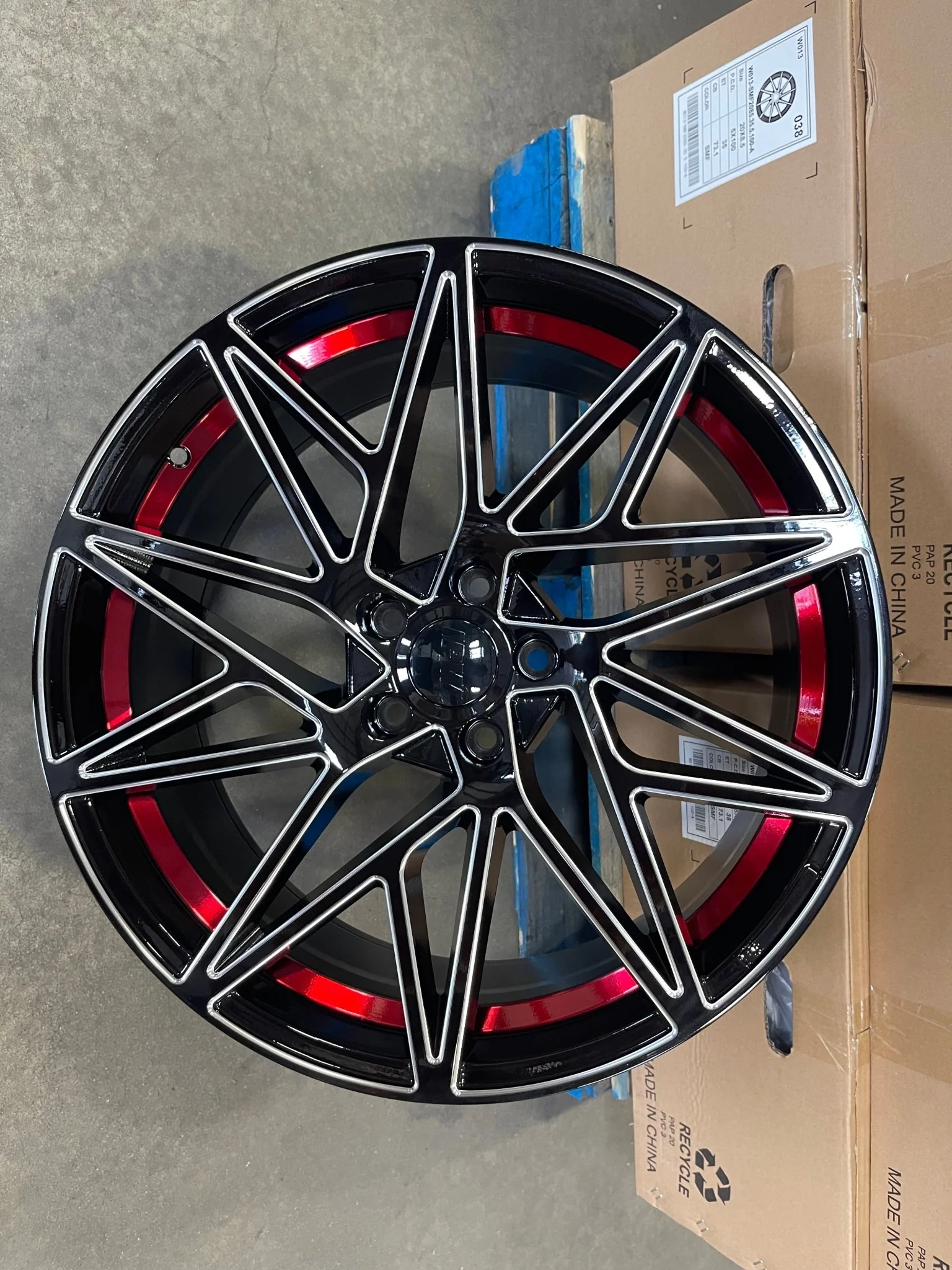 W1505 1632 Black Milled Red Window 20x8.5 ET35 5x114.3 CB73.1 - Image 4
