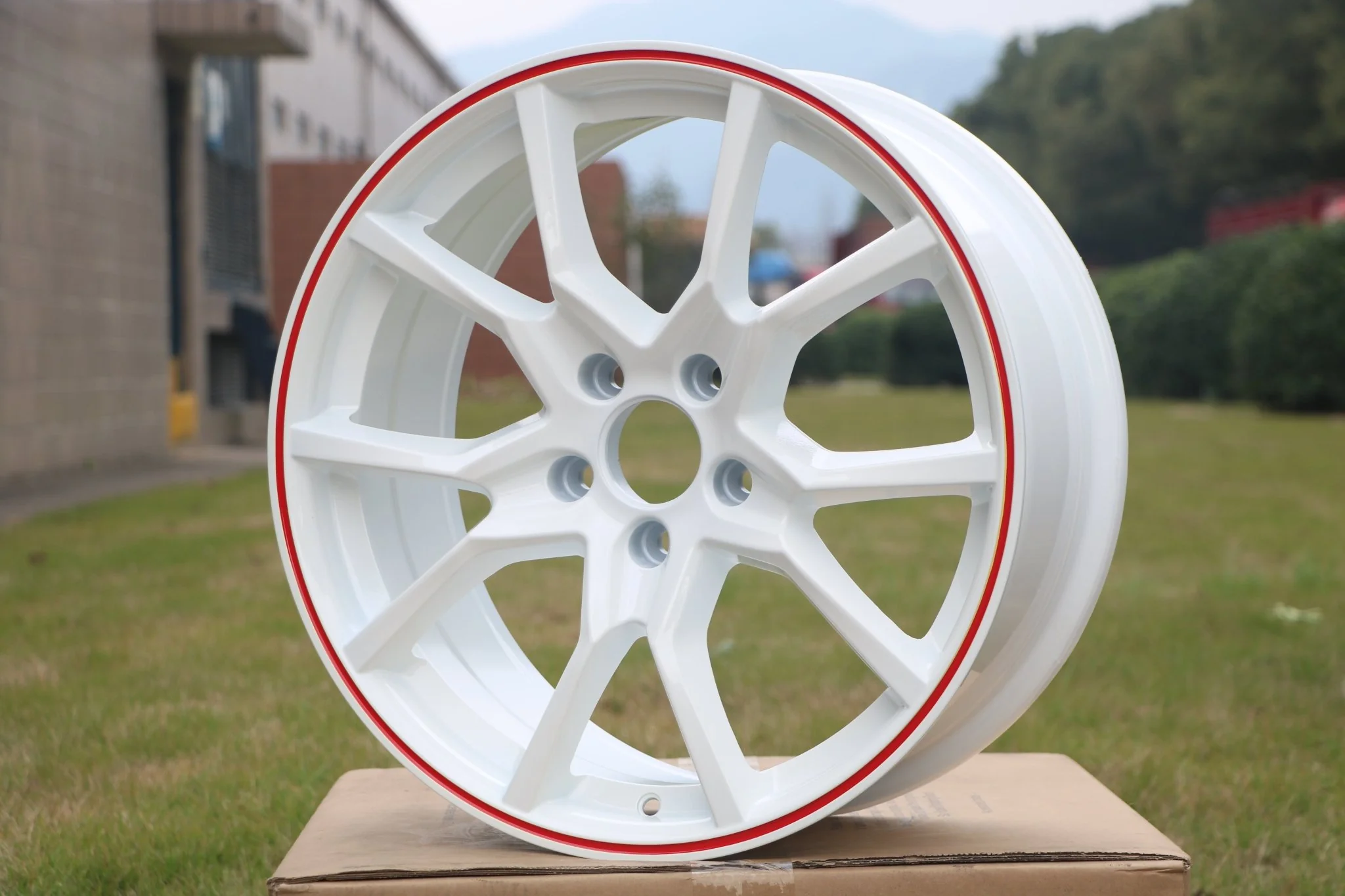 W314 1418 White Red Lip 18x8.0 ET41 5x114.3 CB73.1 - Image 8