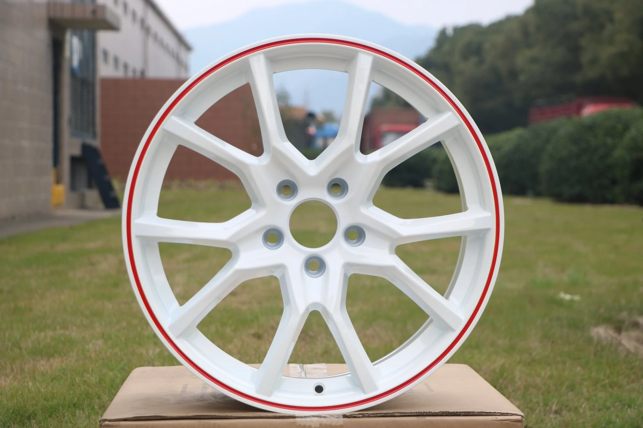 W314 1418 White Red Lip 18x8.0 ET41 5x114.3 CB73.1 - Image 9