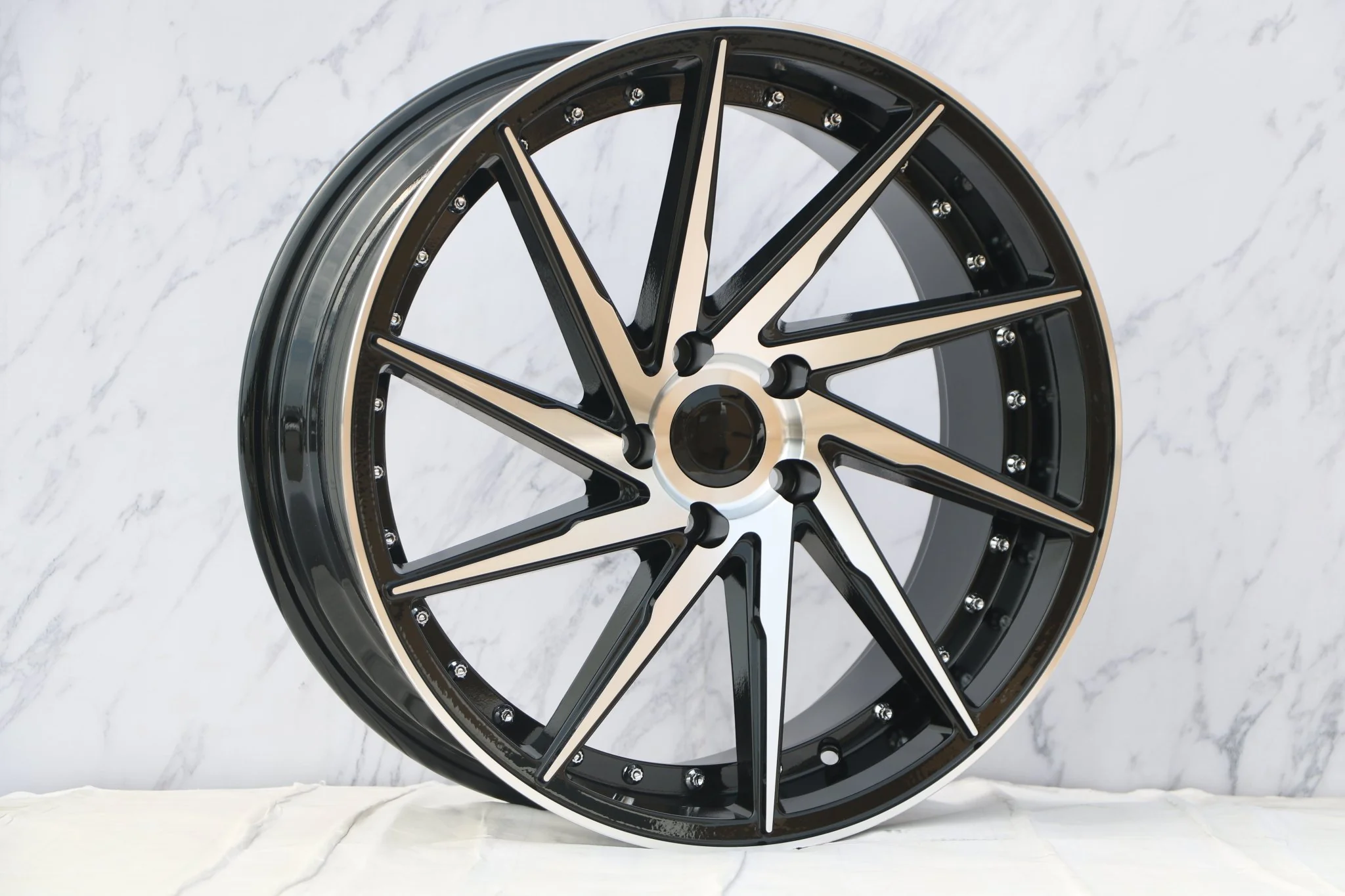 W511 1284 Black Machined Face Silver Rivet 17x8.5 ET35 4x100/114.3 CB73.1 MB-1174 C1058IPW-B - Image 2