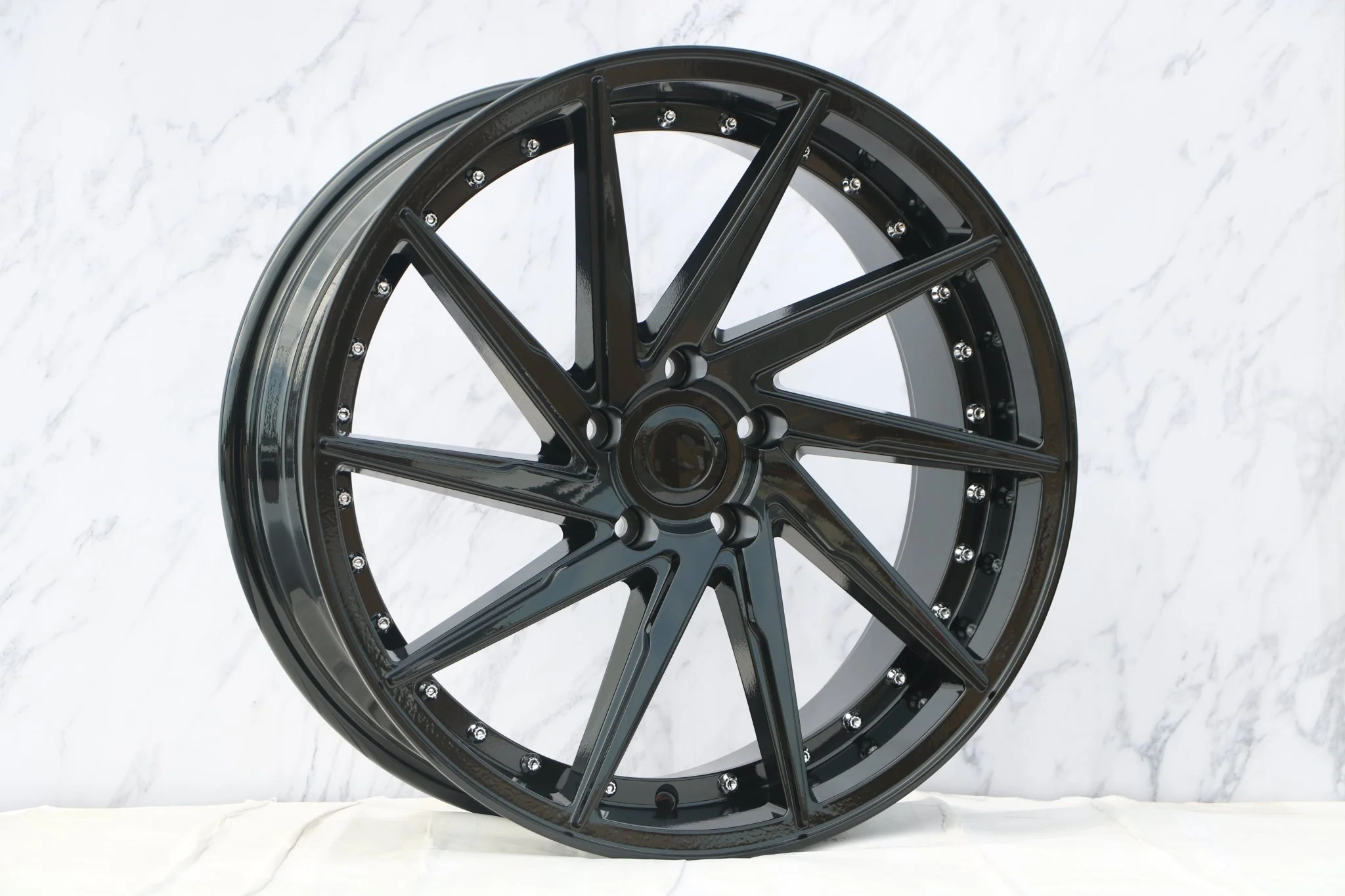 W511 1284A Gloss Black Silver Rivet 19x9.5 ET35 5x114.3 CB73.1 - Image 7