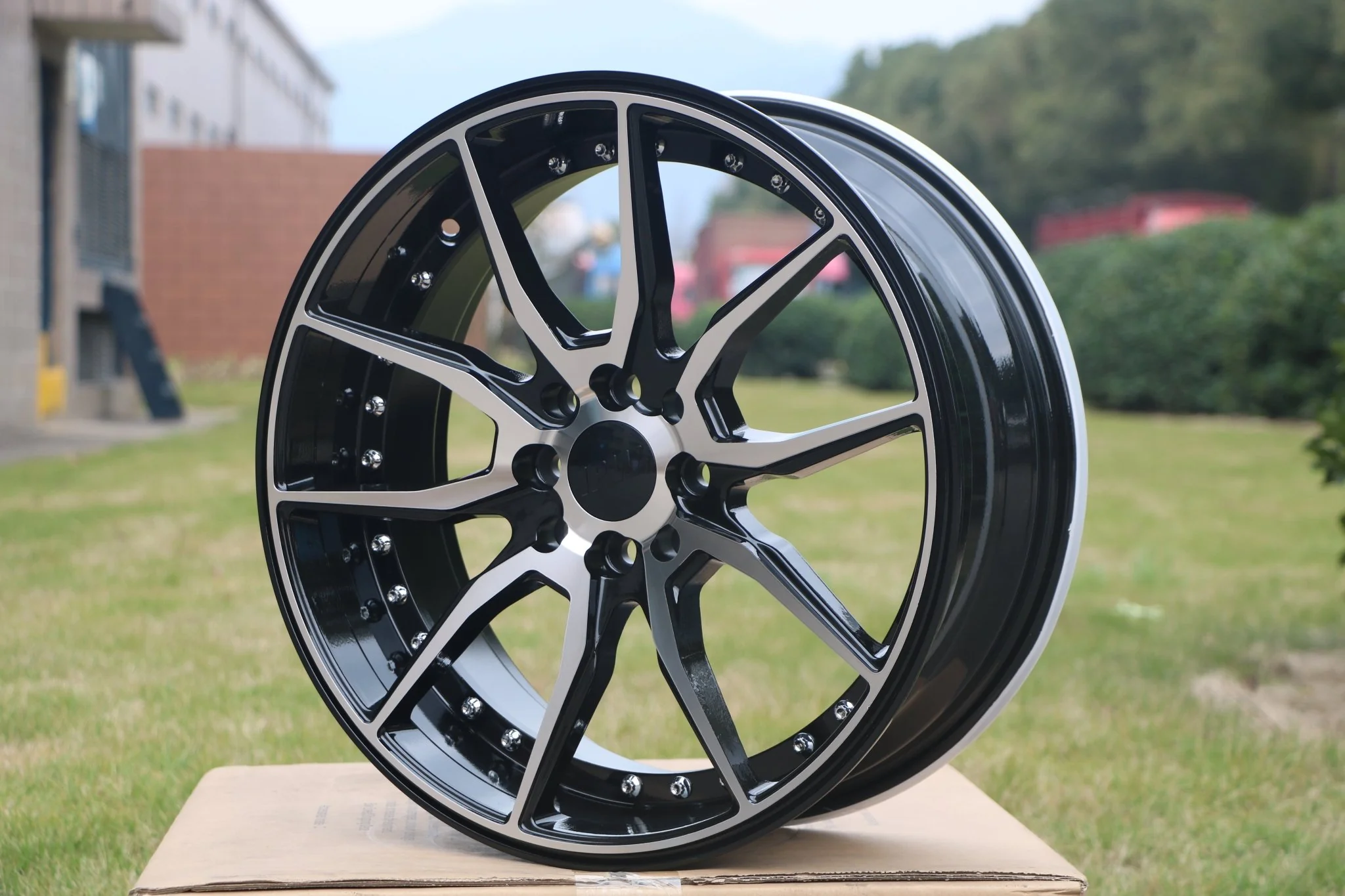 W512 1646 Black Machined Face Silver Rivet 20*8.5 ET35 5x114.3 CB73.1 - Image 2