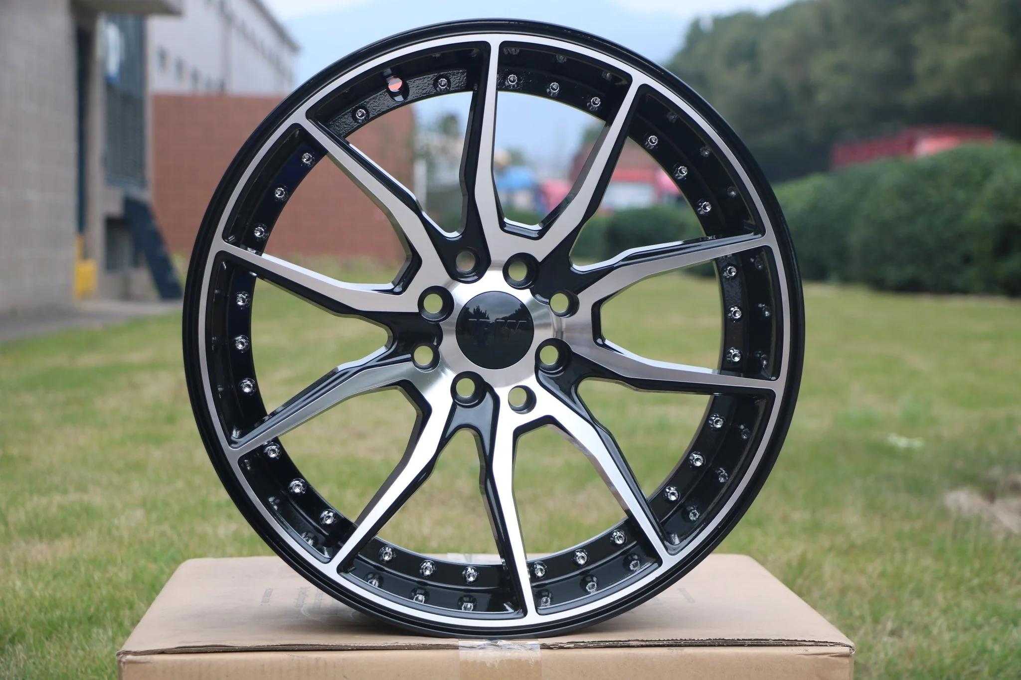 W512 1646 Black Machined Face Silver Rivet 20*8.5 ET35 5x114.3 CB73.1 - Image 3