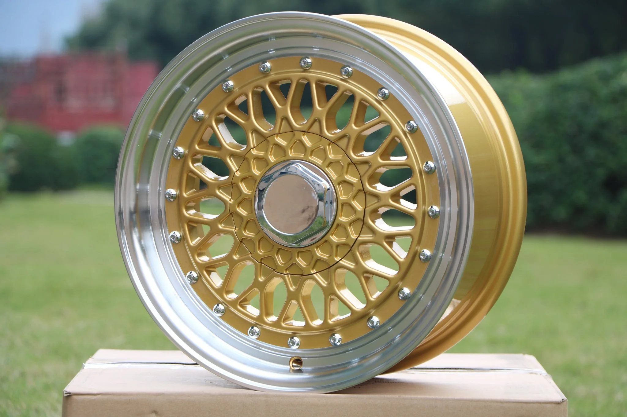 W883 Gold Machined Lip With Silver Rivet 20x9.5 Et35 5x120/114.3 CB73.1 - Image 6
