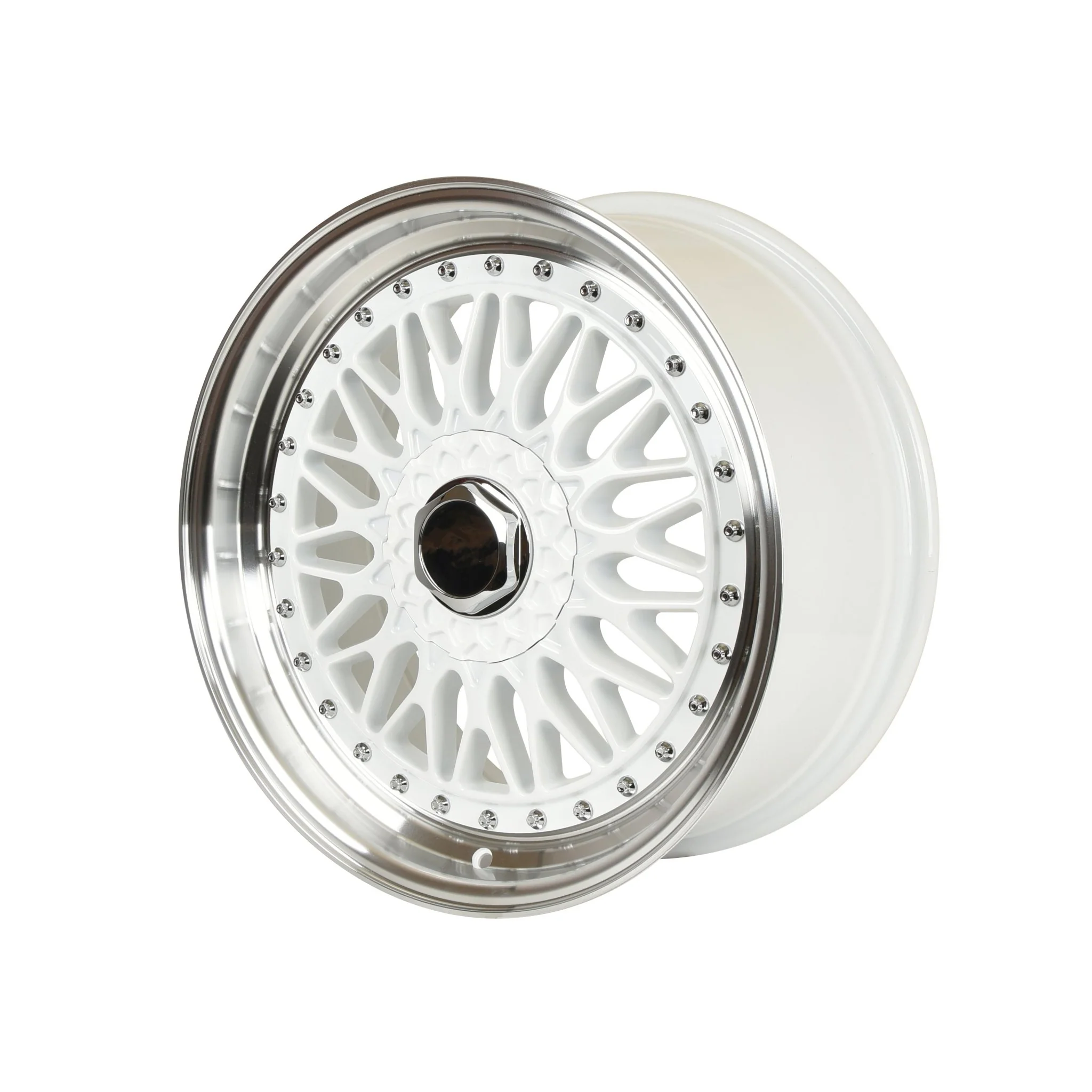 W885 White Machined Lip Silver Rivet 22x9.0 ET30 5x112/114.3 CB73.1 - Image 3