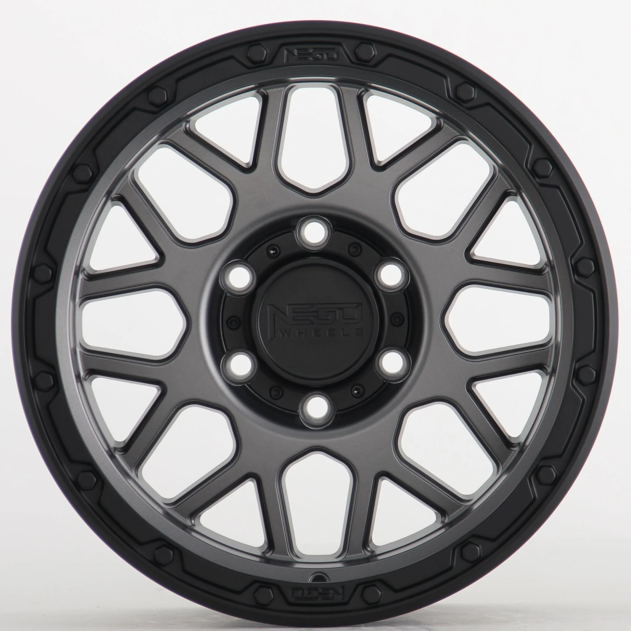 W915 N03 Satin Gunmetal Satin Black Lip 17x8.5 ET0 5x127 CB71.56